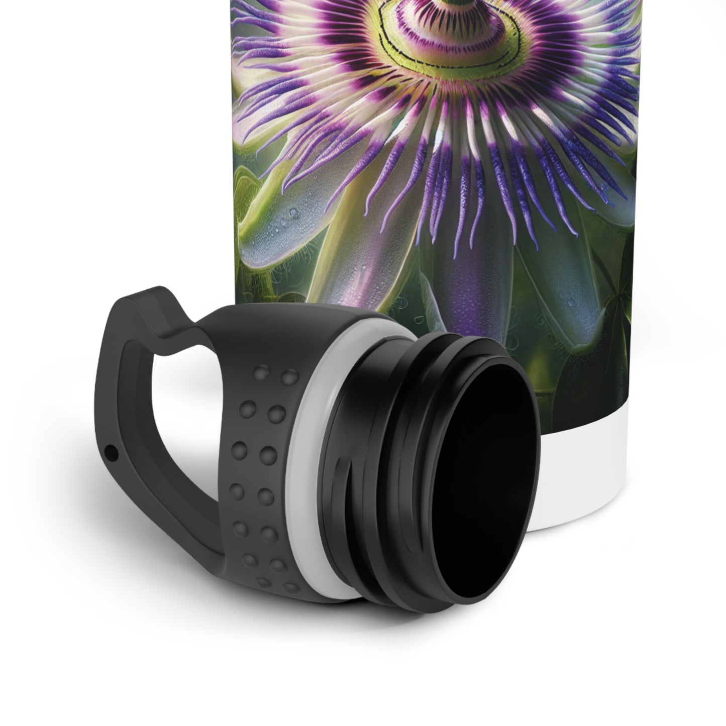Stainless Steel Water Bottle - Passionflower Bloom Design, Floral Water Bottle, Botanical Drinkware, Nature Lover Gift