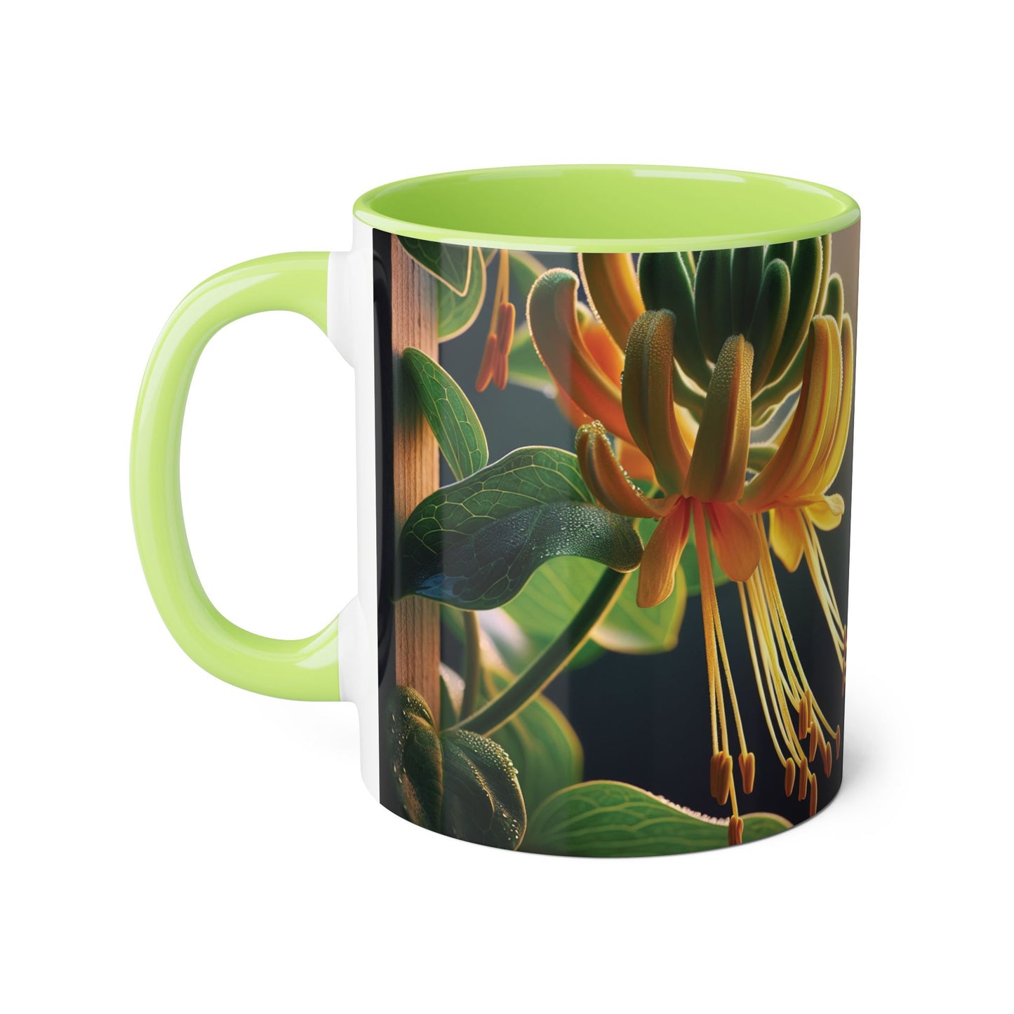 Honeysuckle Accent Mug, Floral Coffee Cup for Garden Lovers, Botanical Tea Mug Decor, Gift for Nature Enthusiasts, Mother's Day Present,