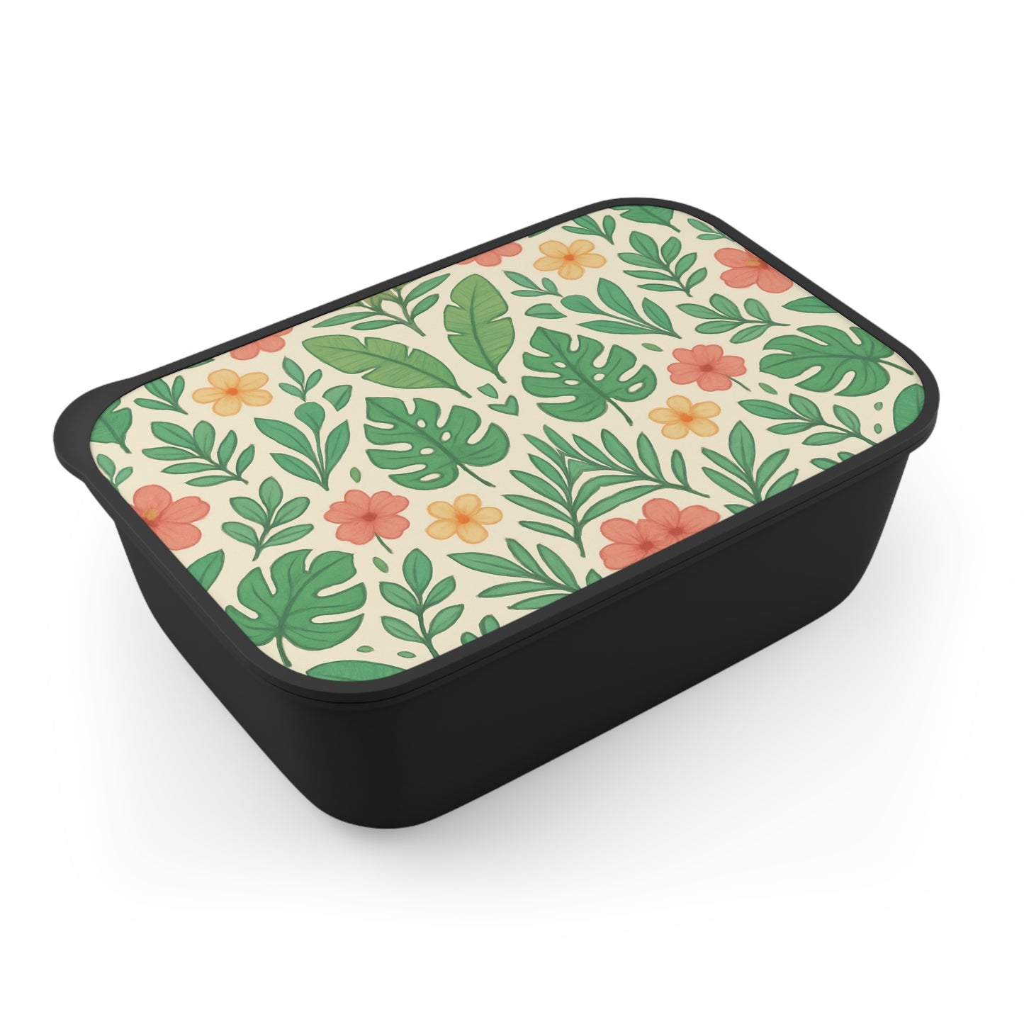 Eco-Friendly Floral Bento Box with Band & Utensils | Lunch Container for Meal Prep, Picnic, Snacks, Kids Lunch, Travel