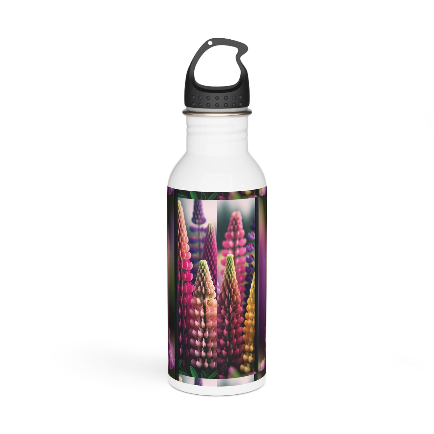 Lupinus Blooms Stainless Steel Water Bottle - Floral Design, Reusable Bottle, Flower Pattern Gift, Nature Inspired Hydration,