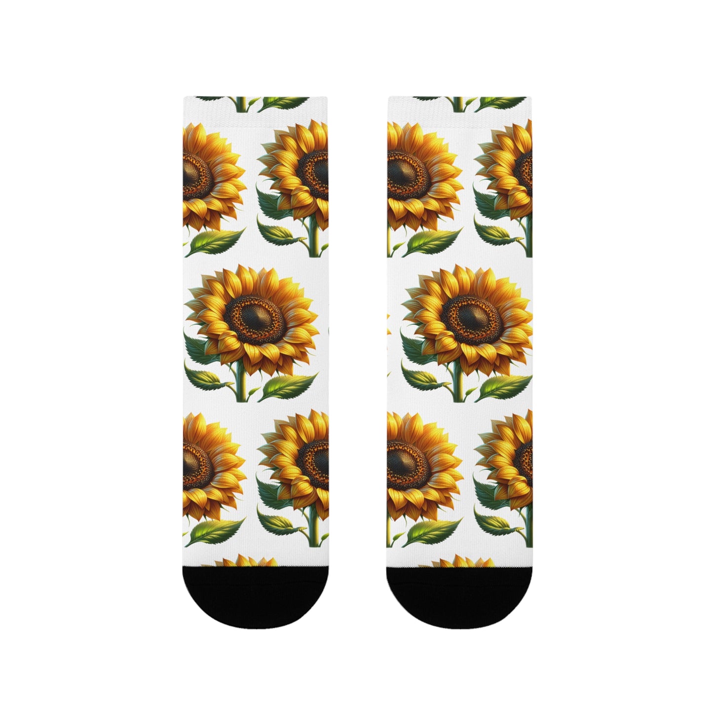 Sunflower Crew Socks, Floral Garden Footwear, Nature Lover Gift, Botanical Print Stockings, Plant Lover Apparel