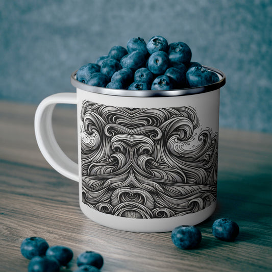Camping Mug - Monochrome Waves