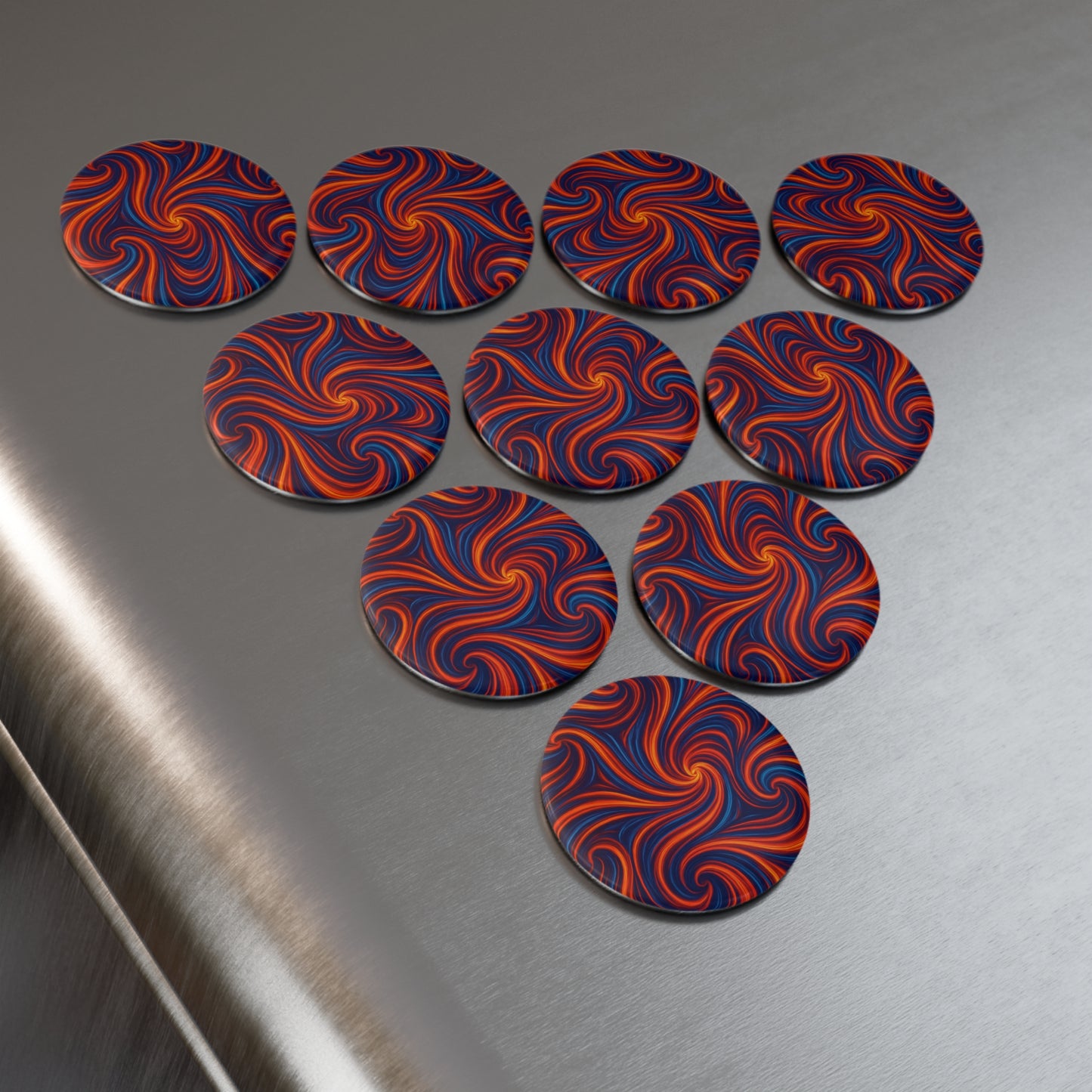 Round Button Magnet: Vibrant Swirl Design