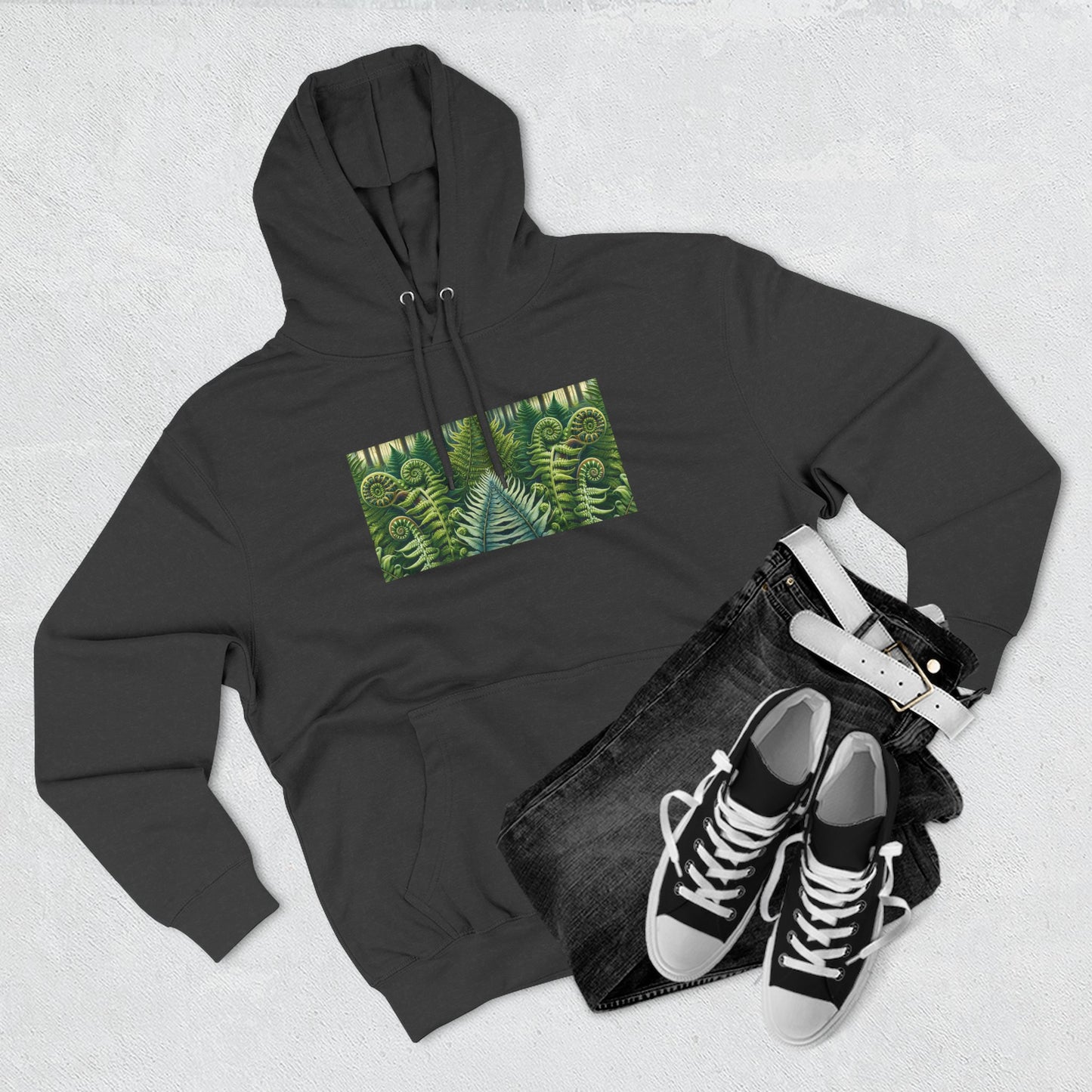 Nature-Inspired Three-Panel Fleece Hoodie for Outdoor Enthusiasts