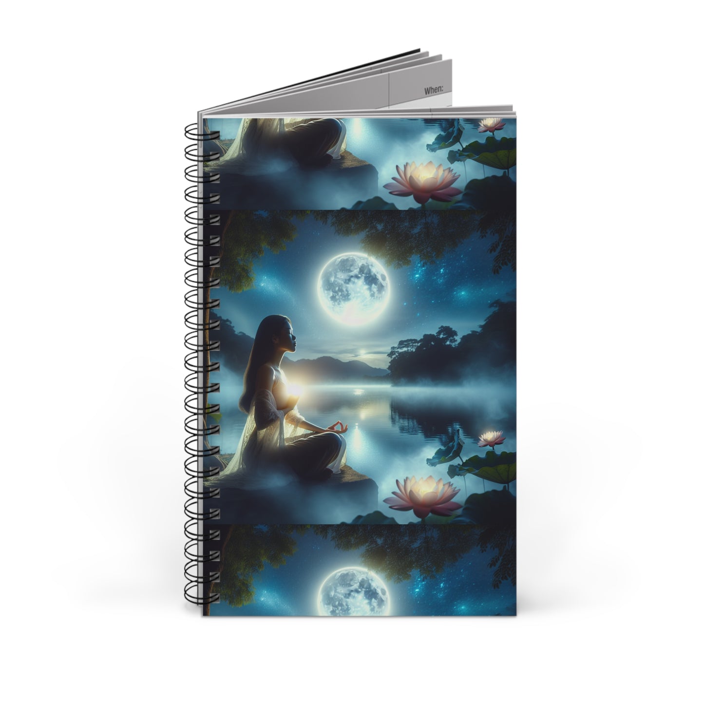 Spiral Journal, Serene Moonlight Notebook, Moon Phase Diary, Celestial Writing Journal, Lunar Sketchbook, Night Sky Planner, Moonlit Bullet