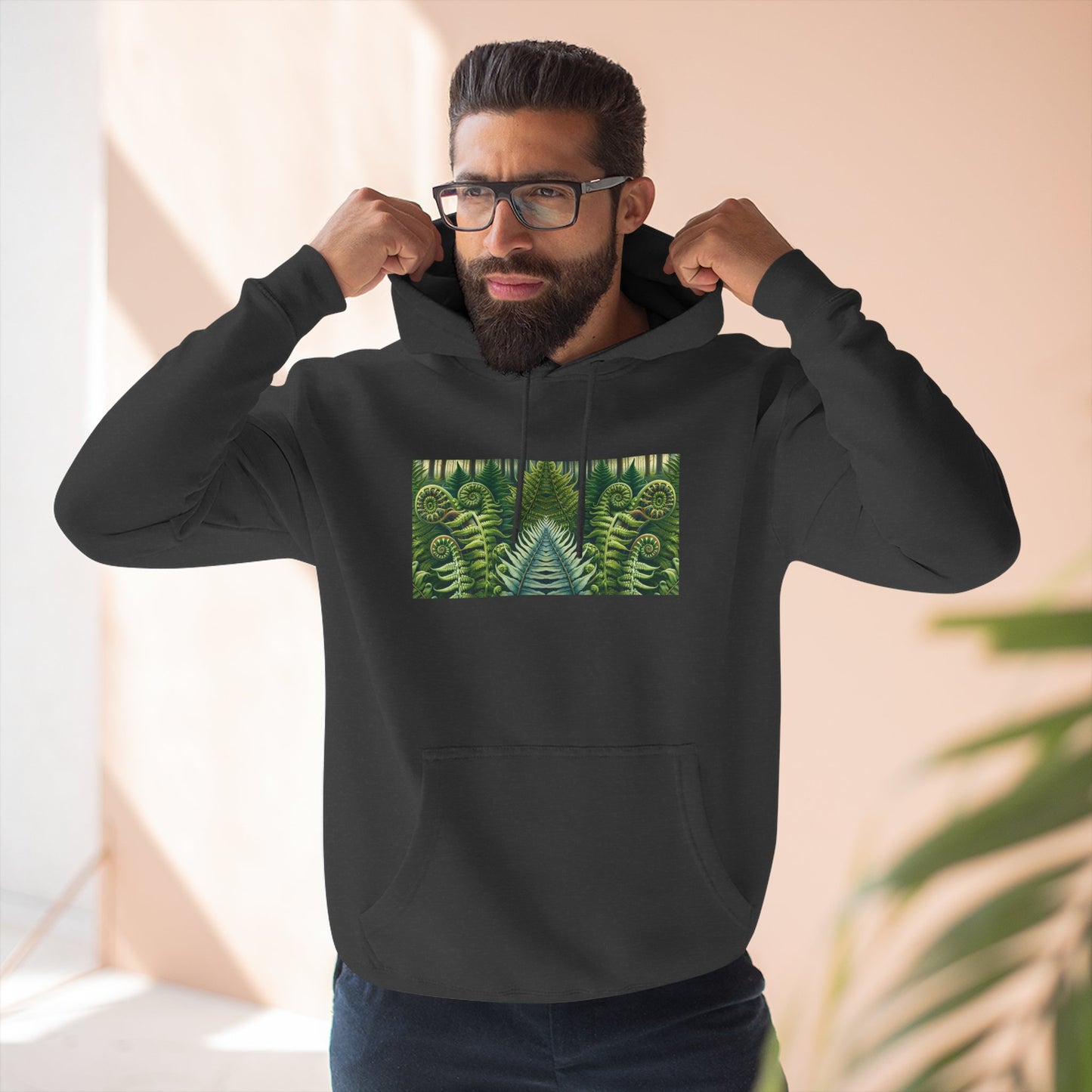 Nature-Inspired Three-Panel Fleece Hoodie for Outdoor Enthusiasts