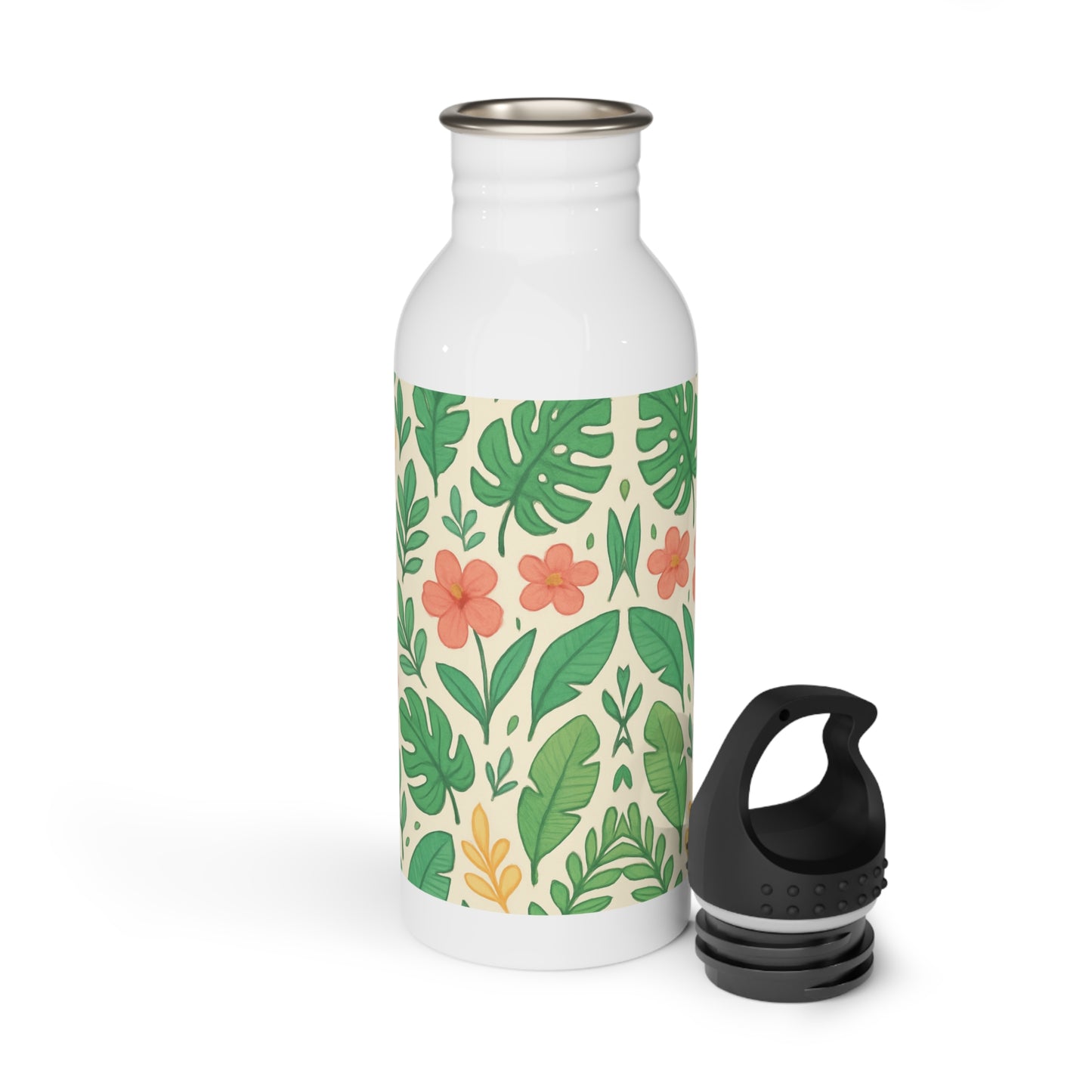 Tropical Floral Stainless Steel Water Bottle, Botanical Drinkware, Nature Lover Gift, Reusable Bottle, Summer Vibes Insulated
