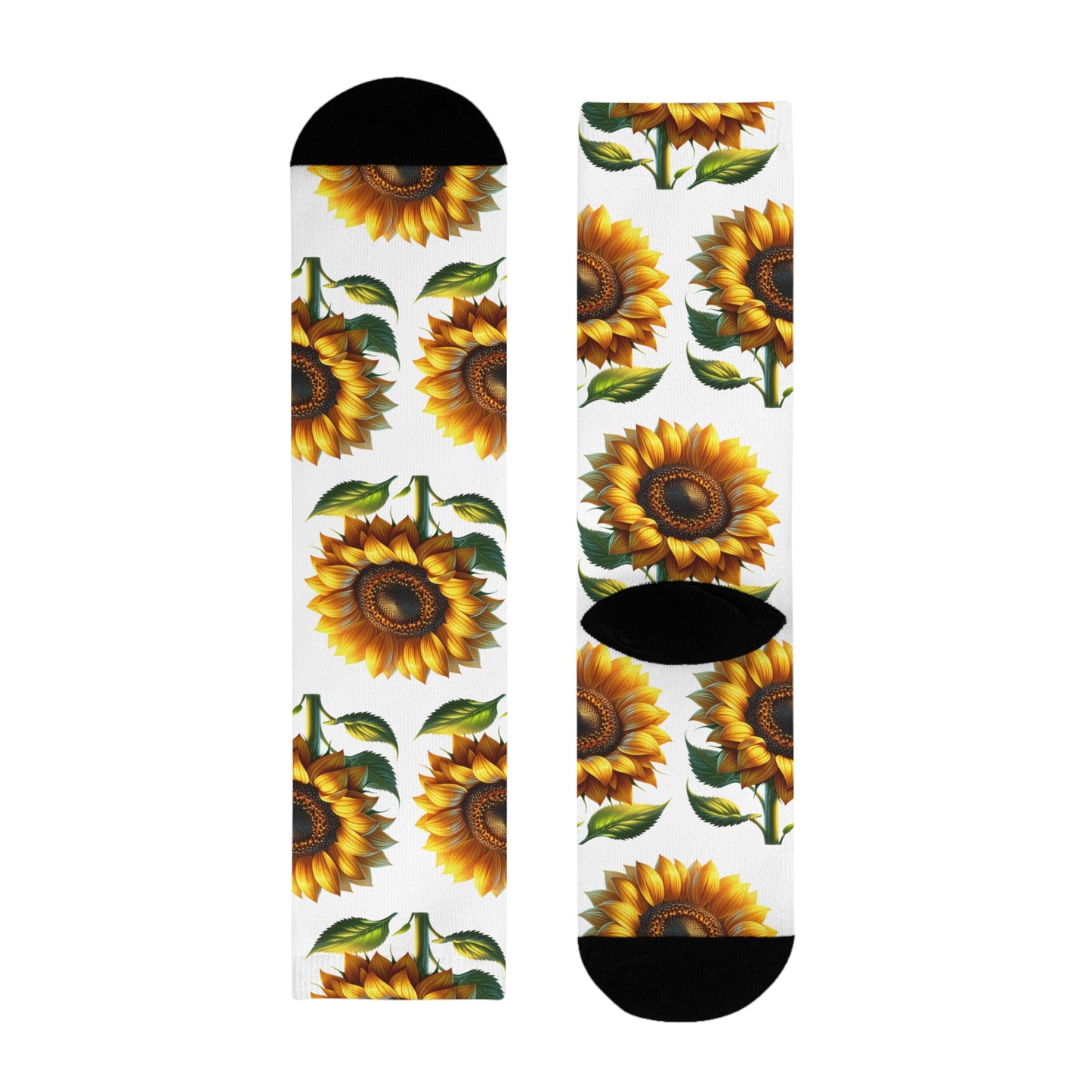 Sunflower Crew Socks, Floral Garden Footwear, Nature Lover Gift, Botanical Print Stockings, Plant Lover Apparel