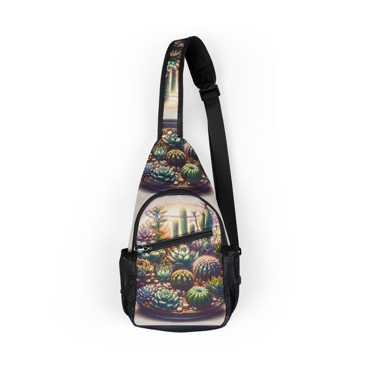 Cactus Print Chest Bag - Trendy Sling Bag for Casual Outings, Travel & Festivals, Gift for Nature Lovers & Adventurers