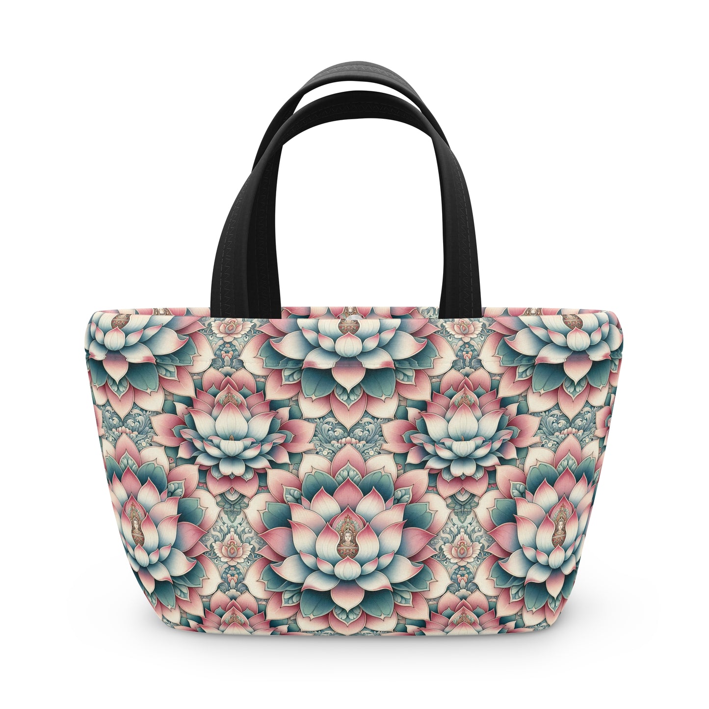 Lunch Bag - Lotus Flower Pattern Insulated Tote for Nature Lovers