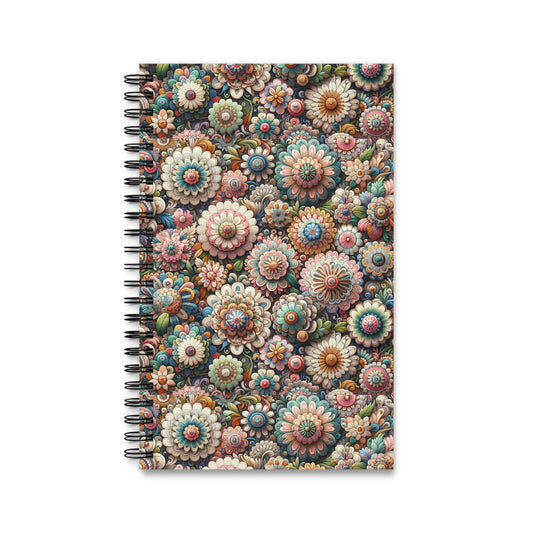 Pink Floral Spiral Journal, Notebook, Sketchbook, Diary, Bullet Journal, Cute Stationery