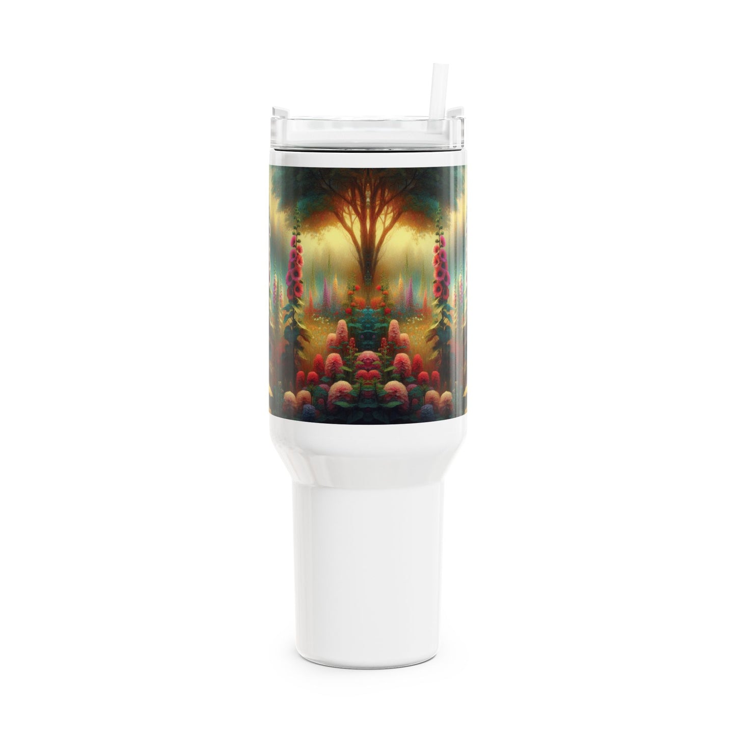 40oz Tumbler - Hollyhock Blooms Design