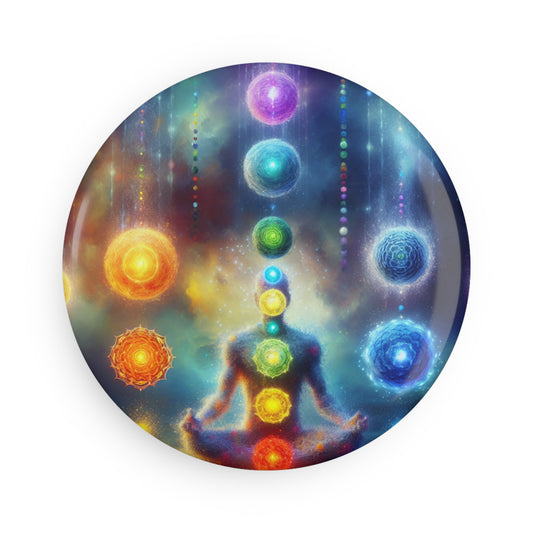 Button Magnet - Chakra Meditation, Round (1 & 10 pcs), Energy Healing, Spiritual Gift, Zen Decor, Yoga Accessories, Mindfulness Tool