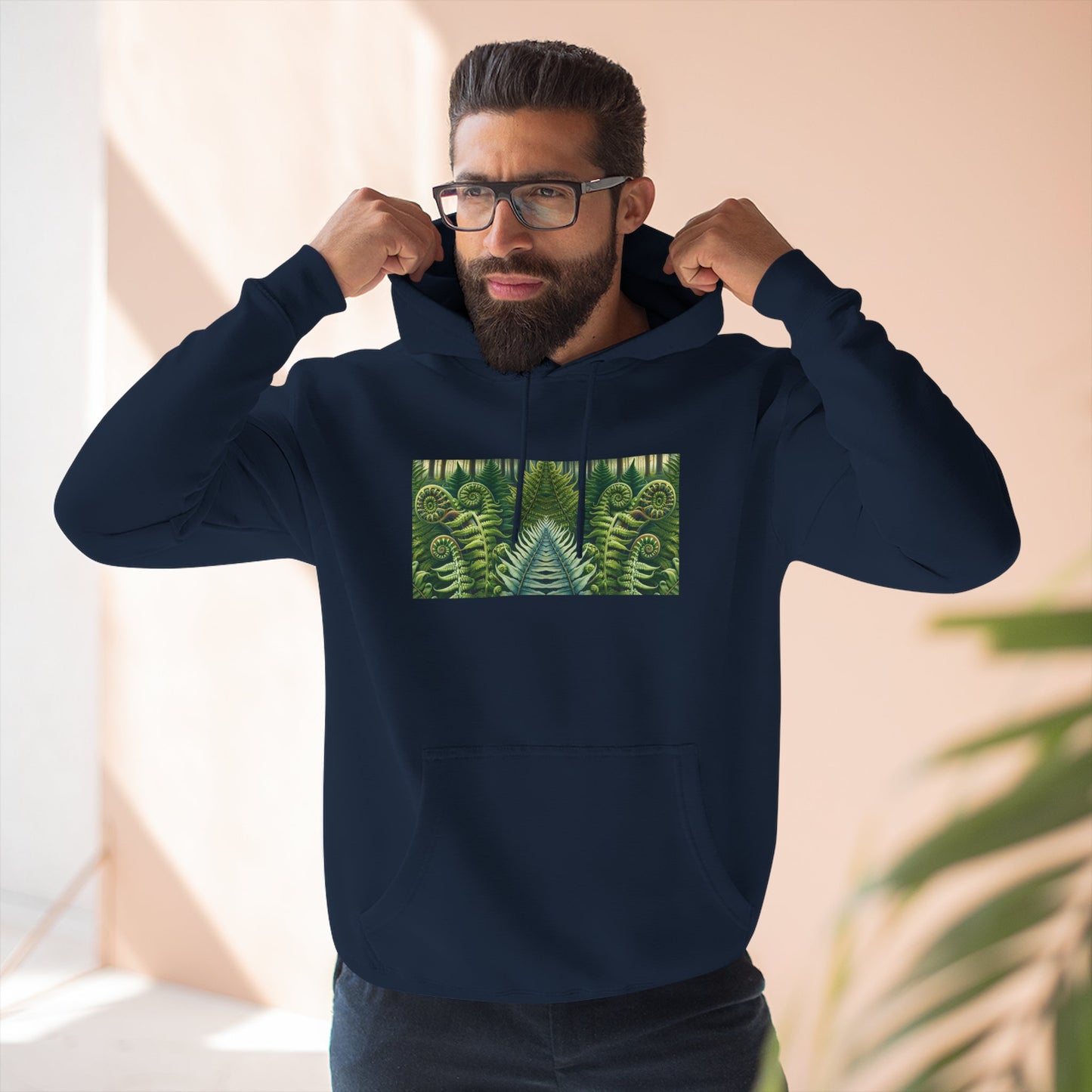 Nature-Inspired Three-Panel Fleece Hoodie for Outdoor Enthusiasts
