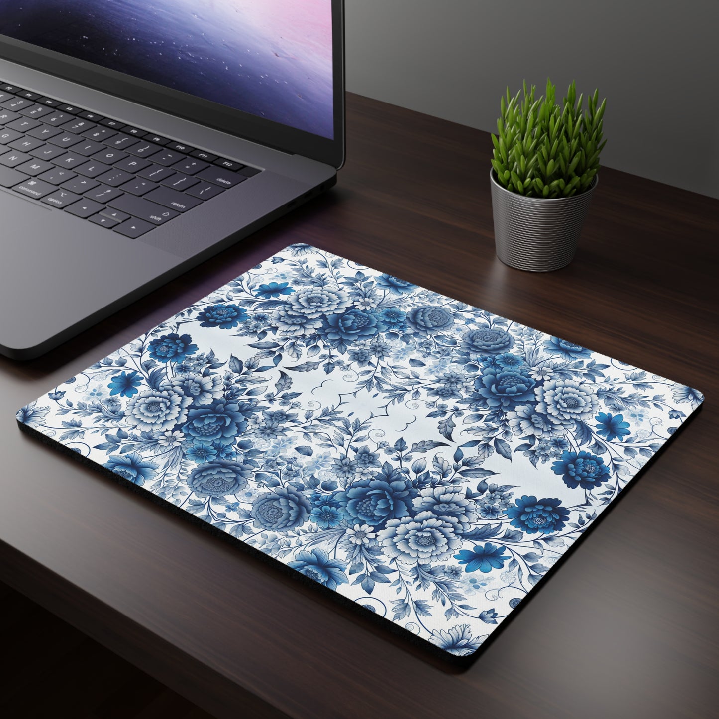 Mouse Pad - Blue Floral Design