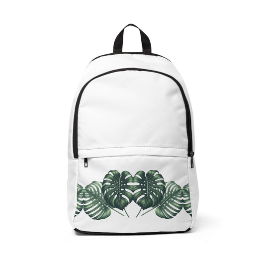 Fabric Backpack Monstera Leaves Print