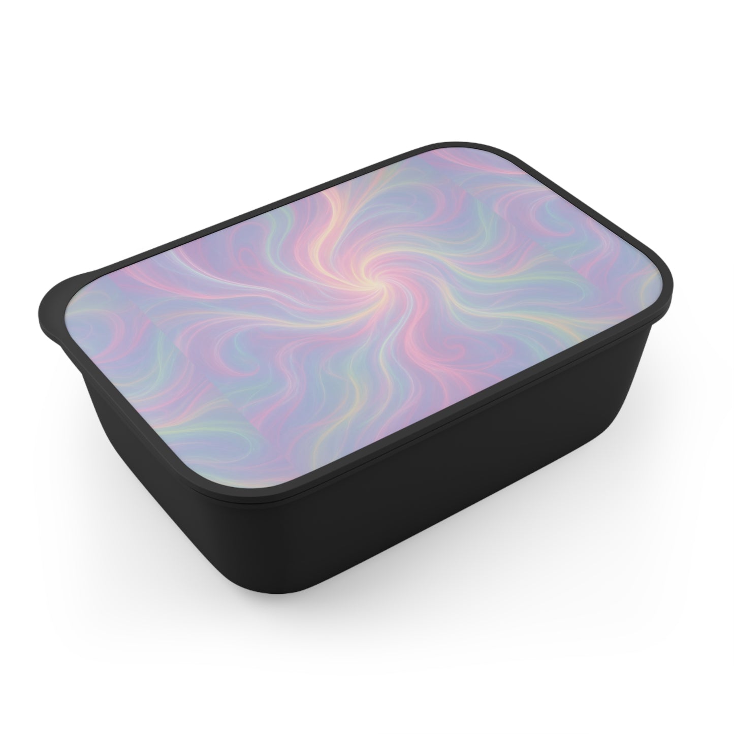 Pastel Energy Waves Bento Box: Lunch Box, Meal Prep Container, Food Storage, Reusable, Eco-Friendly Utensils