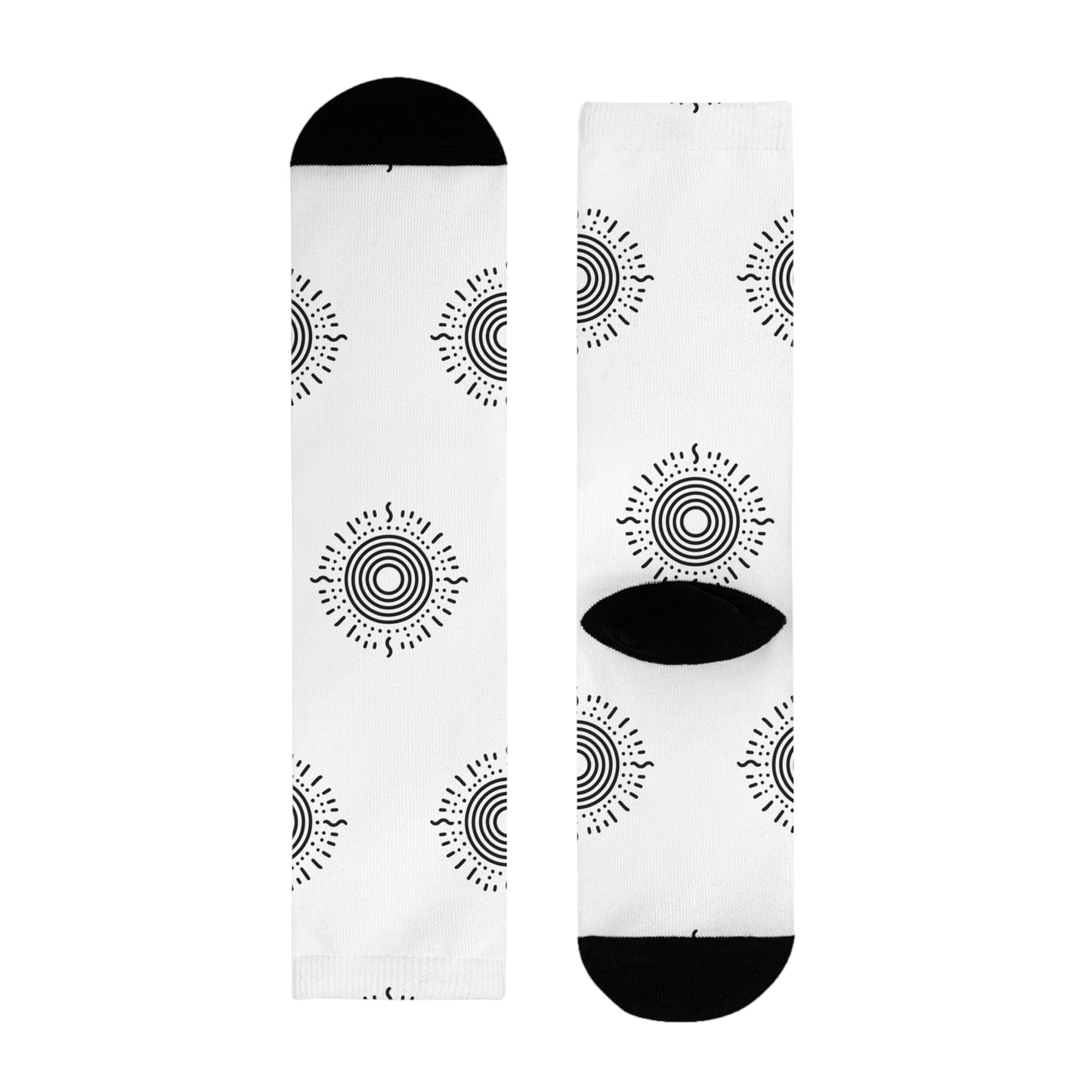 Sun Minimalist Sublimation Crew Socks, Footwear, Accessories, Gift, Trendy, Cute, Fashion, Bright, Colorful, Casual