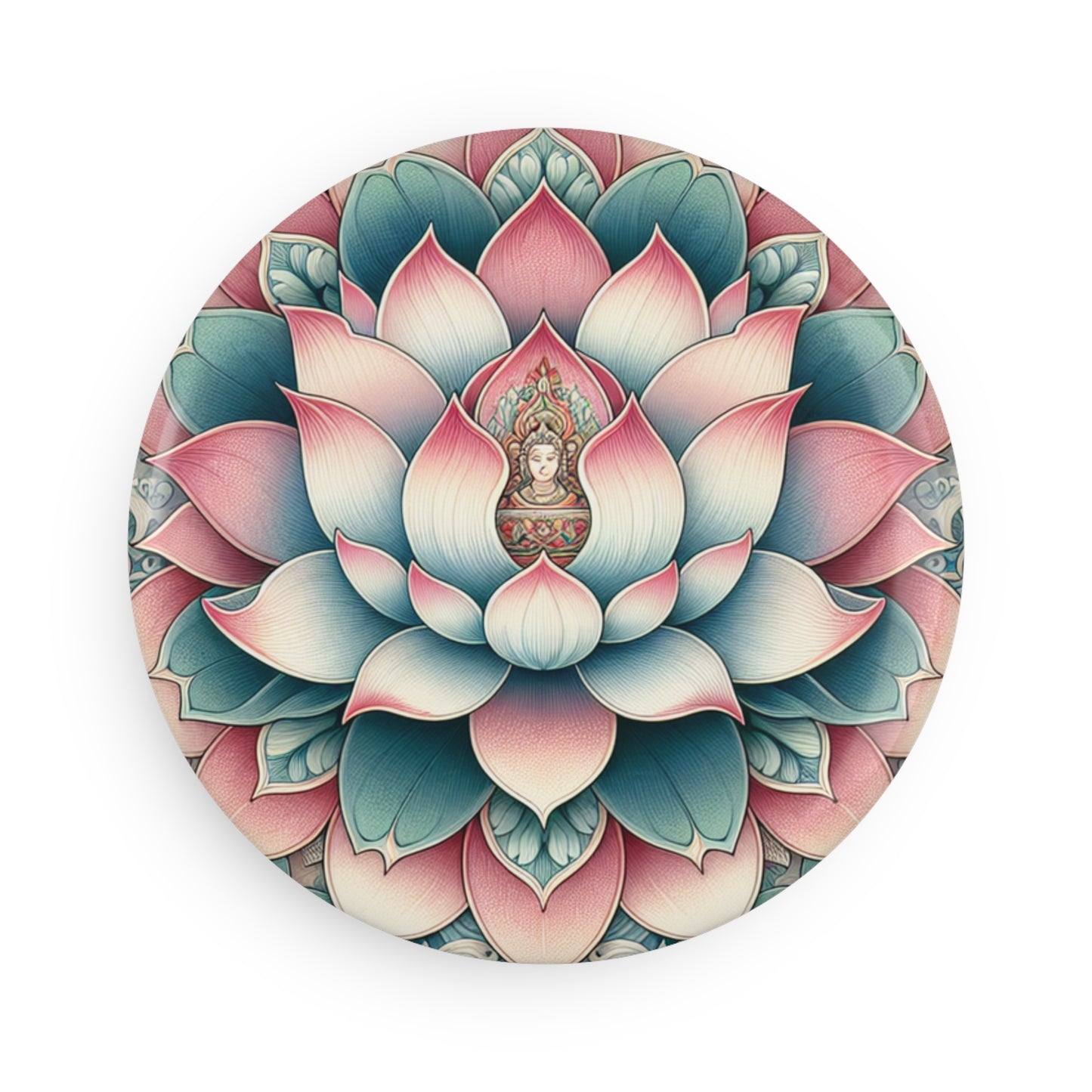 Button Magnet - Lotus Flower, Round (1 & 10 pcs) - Floral Fridge Decor, Zen Kitchen Accessories, Meditation Gift, Yoga Lover Present, Boho