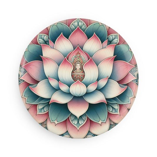 Button Magnet - Lotus Flower, Round (1 & 10 pcs) - Floral Fridge Decor, Zen Kitchen Accessories, Meditation Gift, Yoga Lover Present, Boho