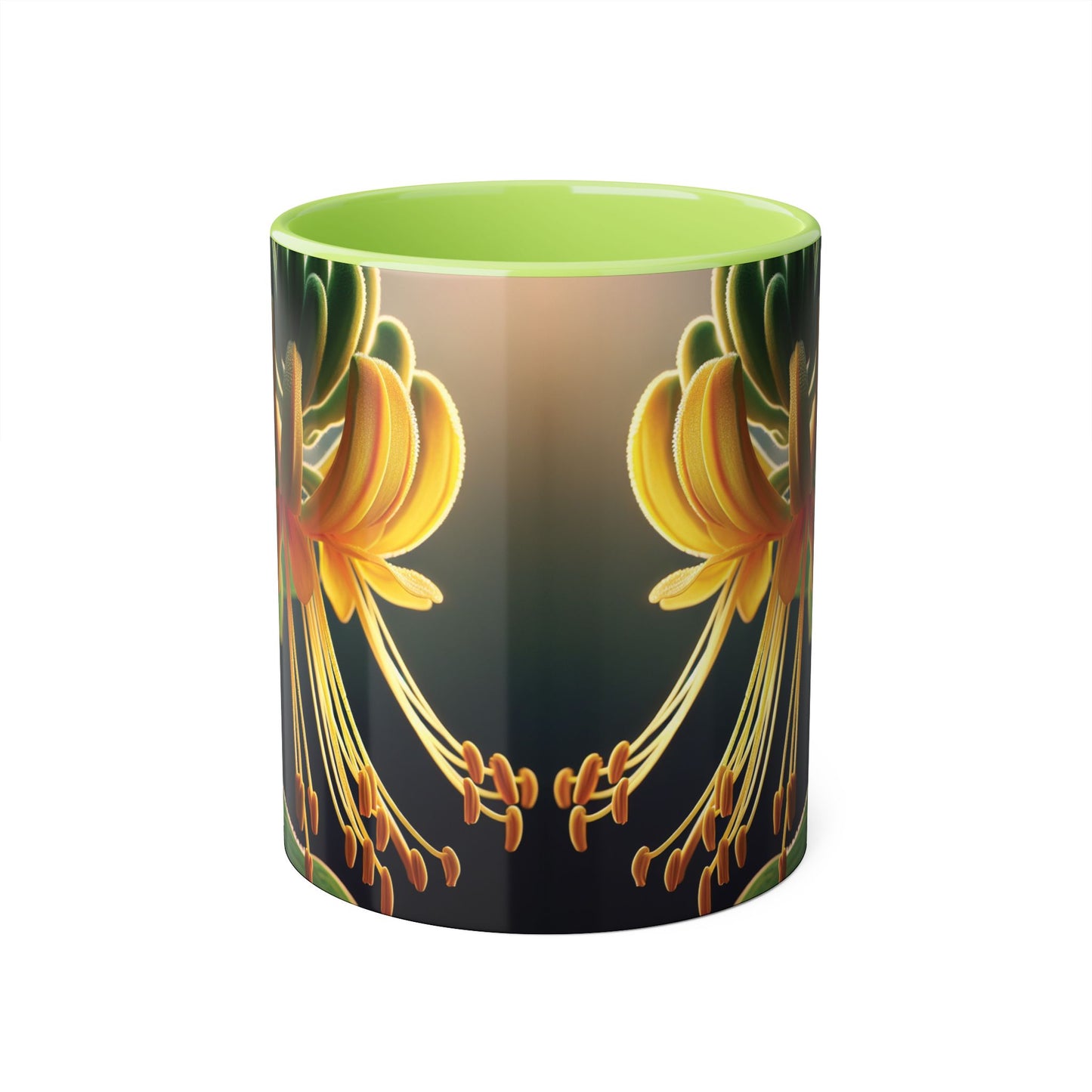 Honeysuckle Accent Mug, Floral Coffee Cup for Garden Lovers, Botanical Tea Mug Decor, Gift for Nature Enthusiasts, Mother's Day Present,