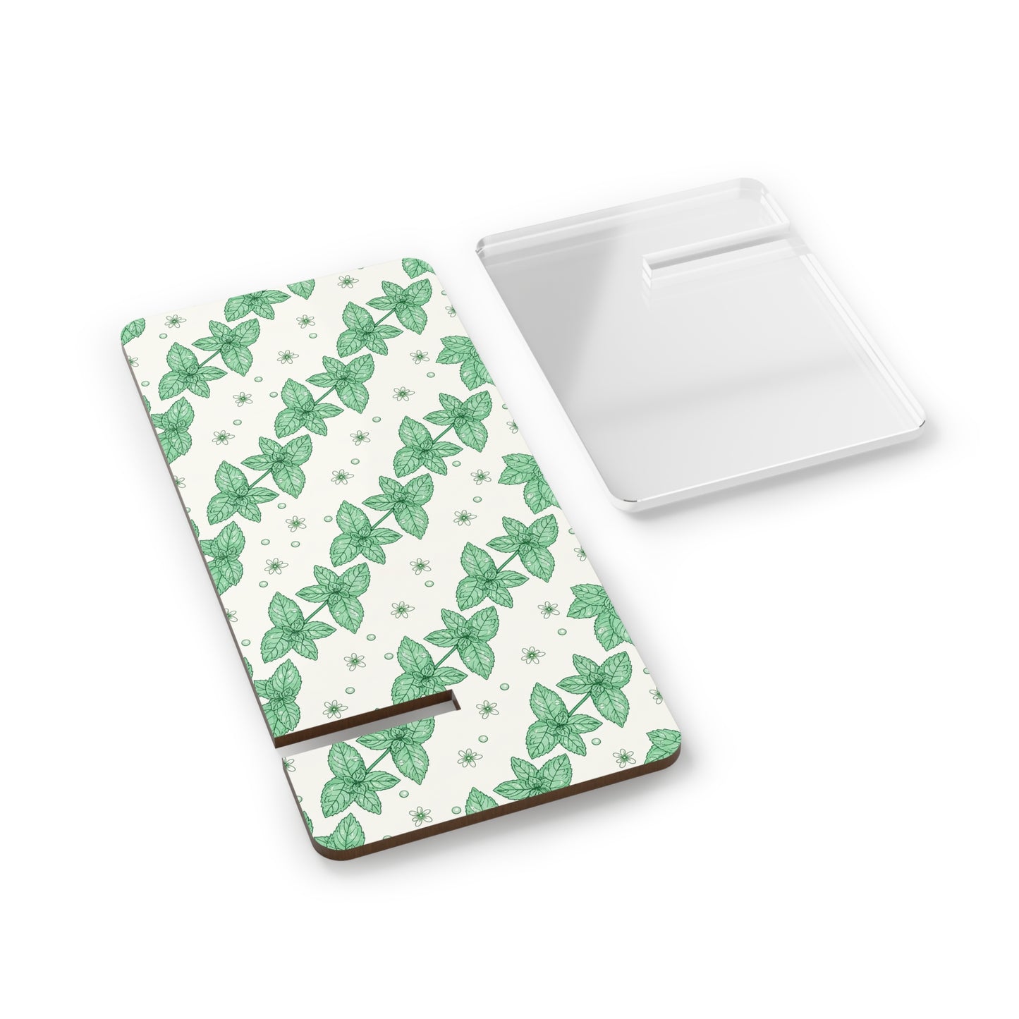 Floral Mint Clover Phone Stand — Foldable Mobile Display Stand for Smartphones