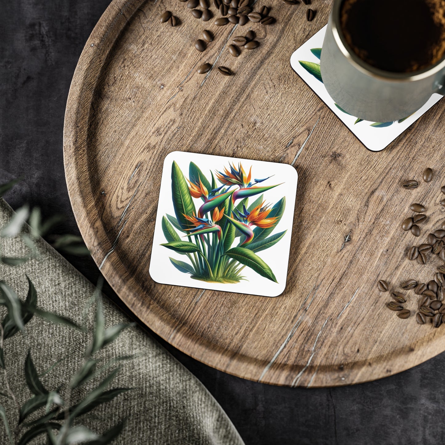 Tropical Bird of Paradise Plant Drink Coasters, Ceramic Coasters, Coasters for Drinks, Home Decor, Kitchen Accessories