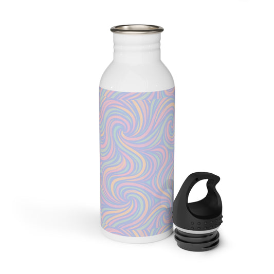 Pastel Swirl Stainless Steel Water Bottle - Reusable Flask, Colorful Travel Tumbler, Insulated Thermos, BPA Free Gym Bottle,