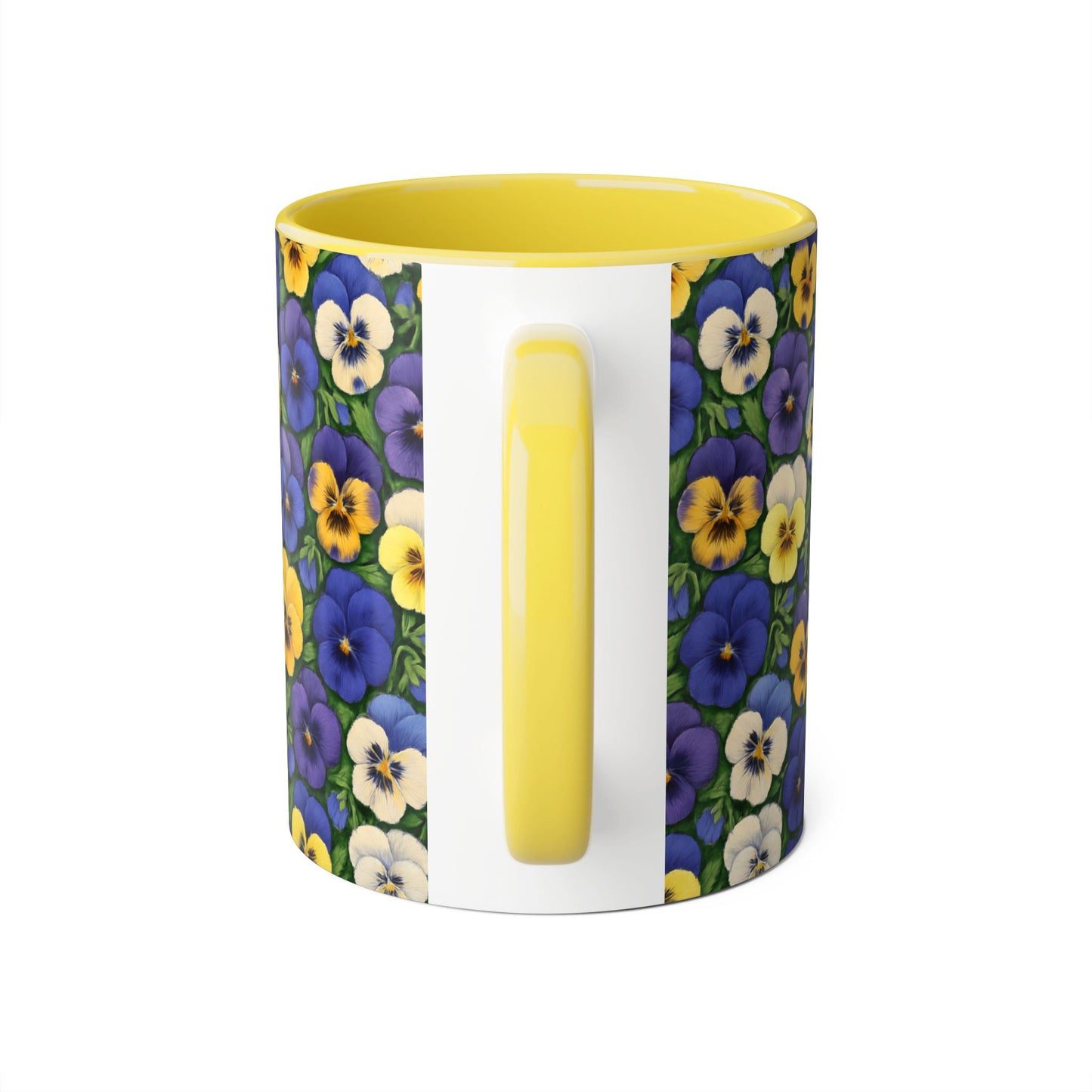 Pansy Pattern Accent Mug, Floral Coffee Cup, Tea Mug, Flower Design, Gardener Gift, Spring Decor, Mother's Day Present