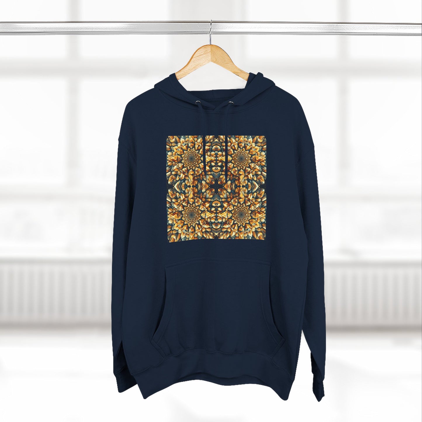 Fleece Hoodie - Citrine Geometric Design