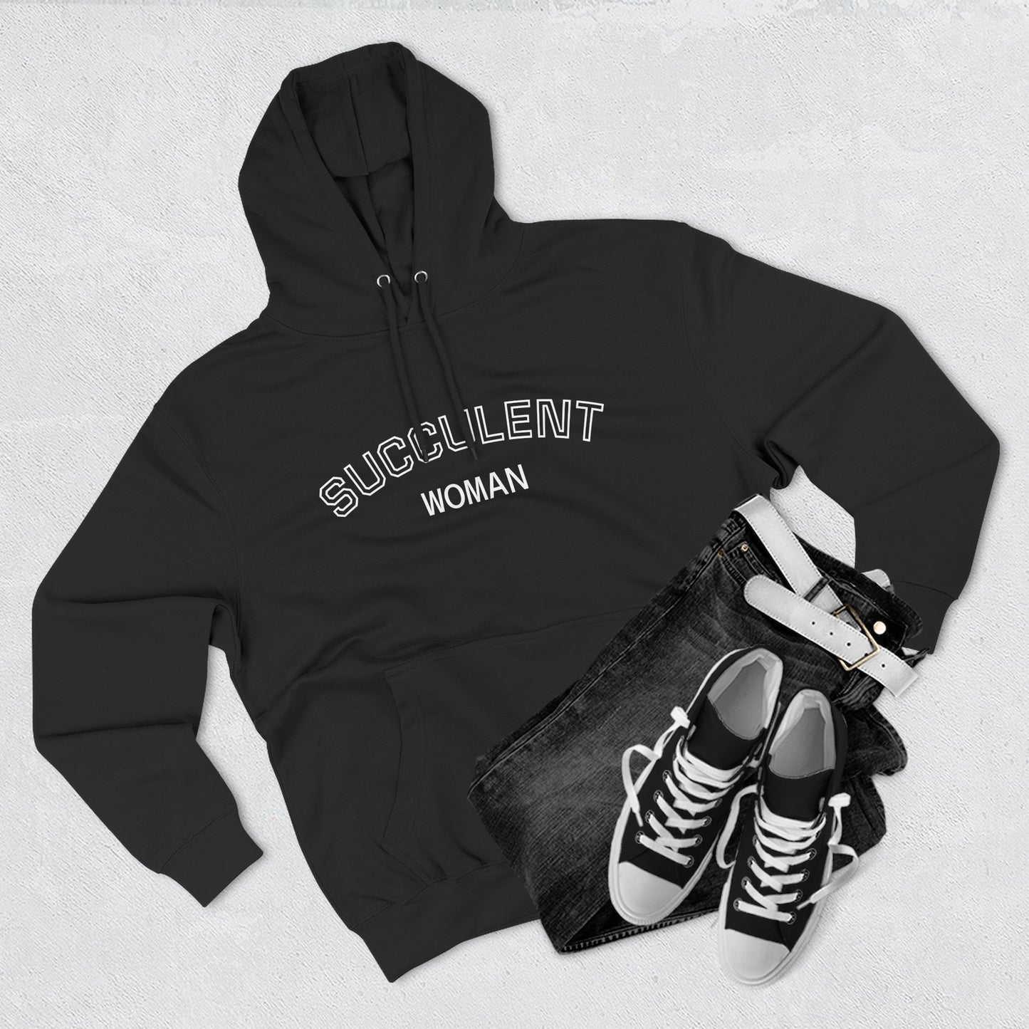 Fleece Hoodie: Succulent University Design, Botanical Plant Lover Gift, Cactus Lover Sweatshirt