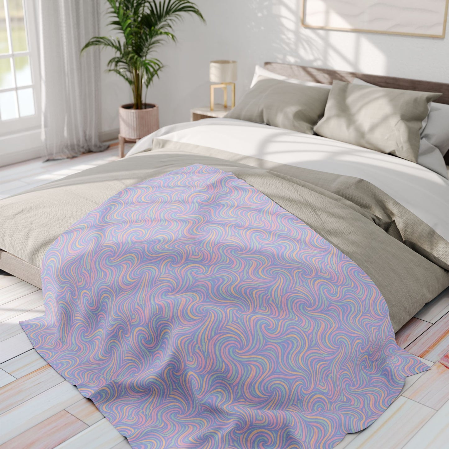 Pastel Swirl Arctic Fleece Blanket — Soft Cozy Throw for Home & Gifting