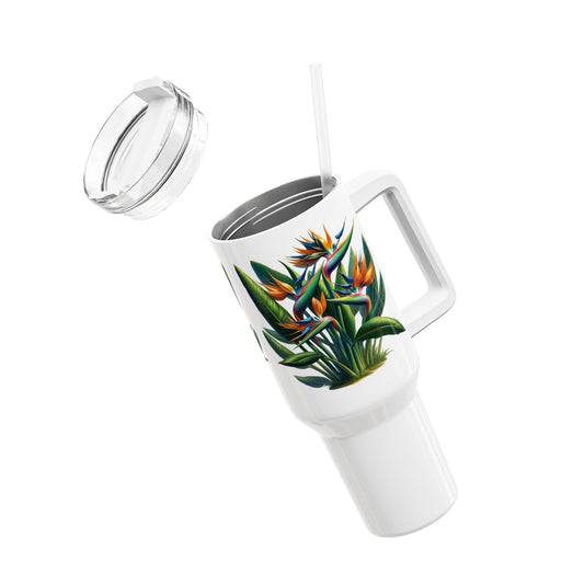 Bird of Paradise Plant Tumbler, 40oz - Tropical Paradise Floral Drinking Cup, Botanical Gift, Plant Lover Mug, Nature Inspired Water Bottle