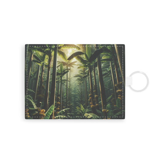 Faux Leather Card Holder: Banana Plants Design, Tropical Wallet, Vegan Leather Organizer, Minimalist Business Card Case