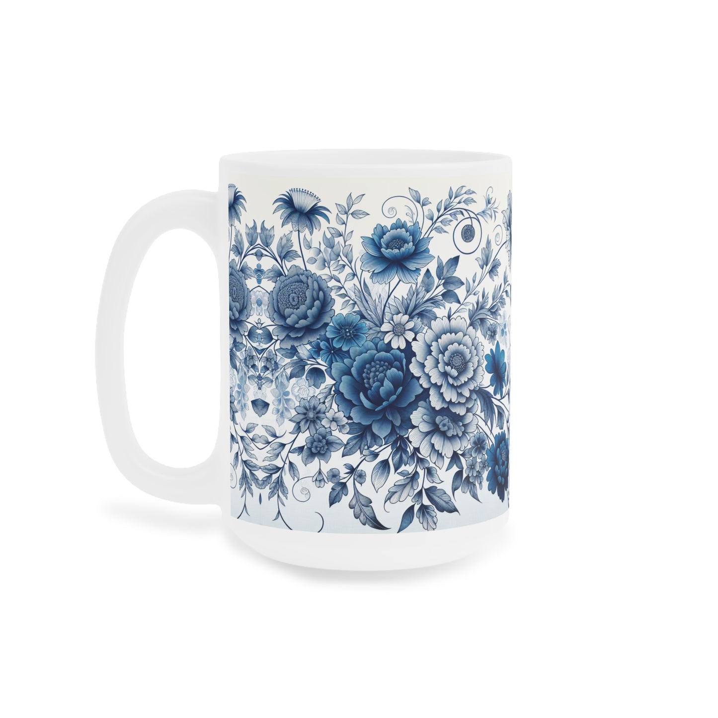 Elegant Floral Ceramic Mugs - Blue Blossom Design, Gift for Tea Lovers, Home Decor, Coffee Mug, Ceramic Drinkware