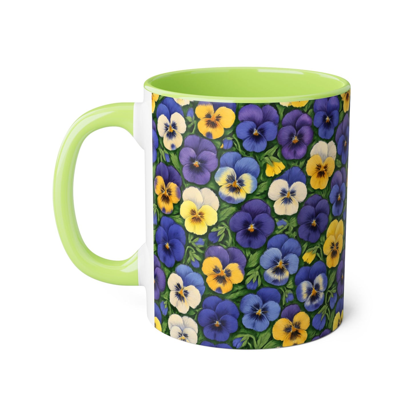 Pansy Pattern Accent Mug, Floral Coffee Cup, Tea Mug, Flower Design, Gardener Gift, Spring Decor, Mother's Day Present