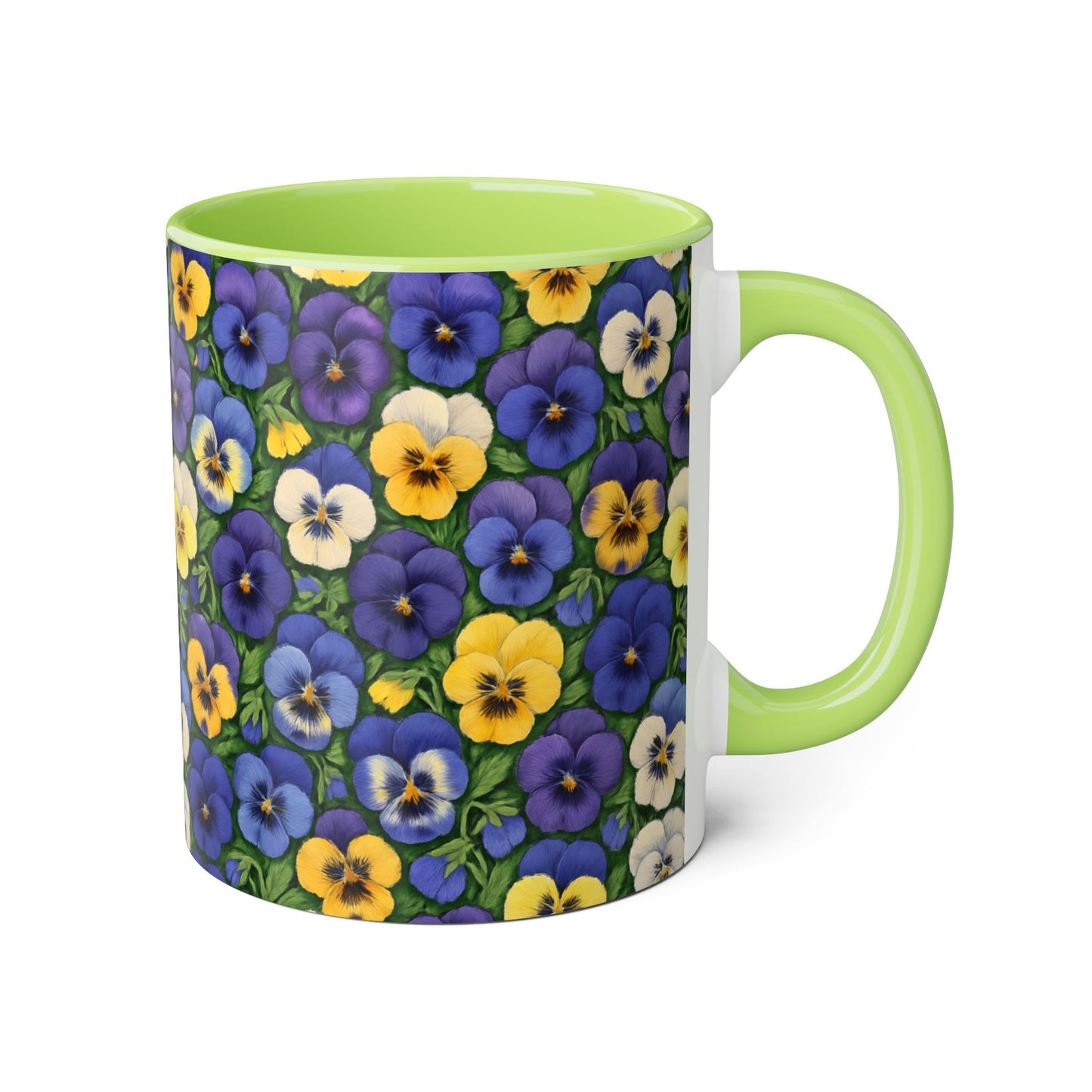 Pansy Pattern Accent Mug, Floral Coffee Cup, Tea Mug, Flower Design, Gardener Gift, Spring Decor, Mother's Day Present