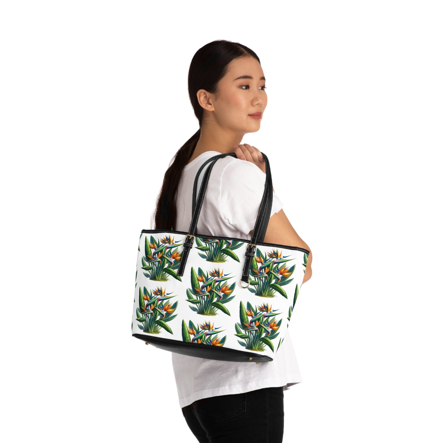 Shoulder Bag - Exotic Bird of Paradise Pattern, Tropical Purse, Vegan Leather Tote, Summer Handbag, Boho Chic Crossbody Bag