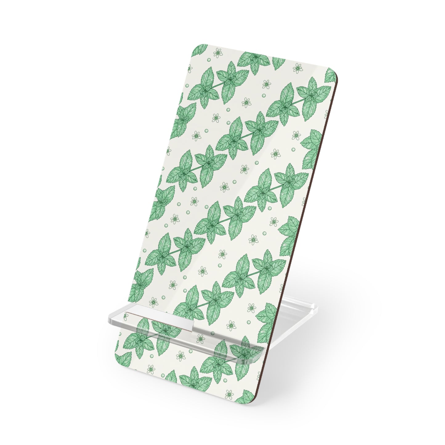 Floral Mint Clover Phone Stand — Foldable Mobile Display Stand for Smartphones