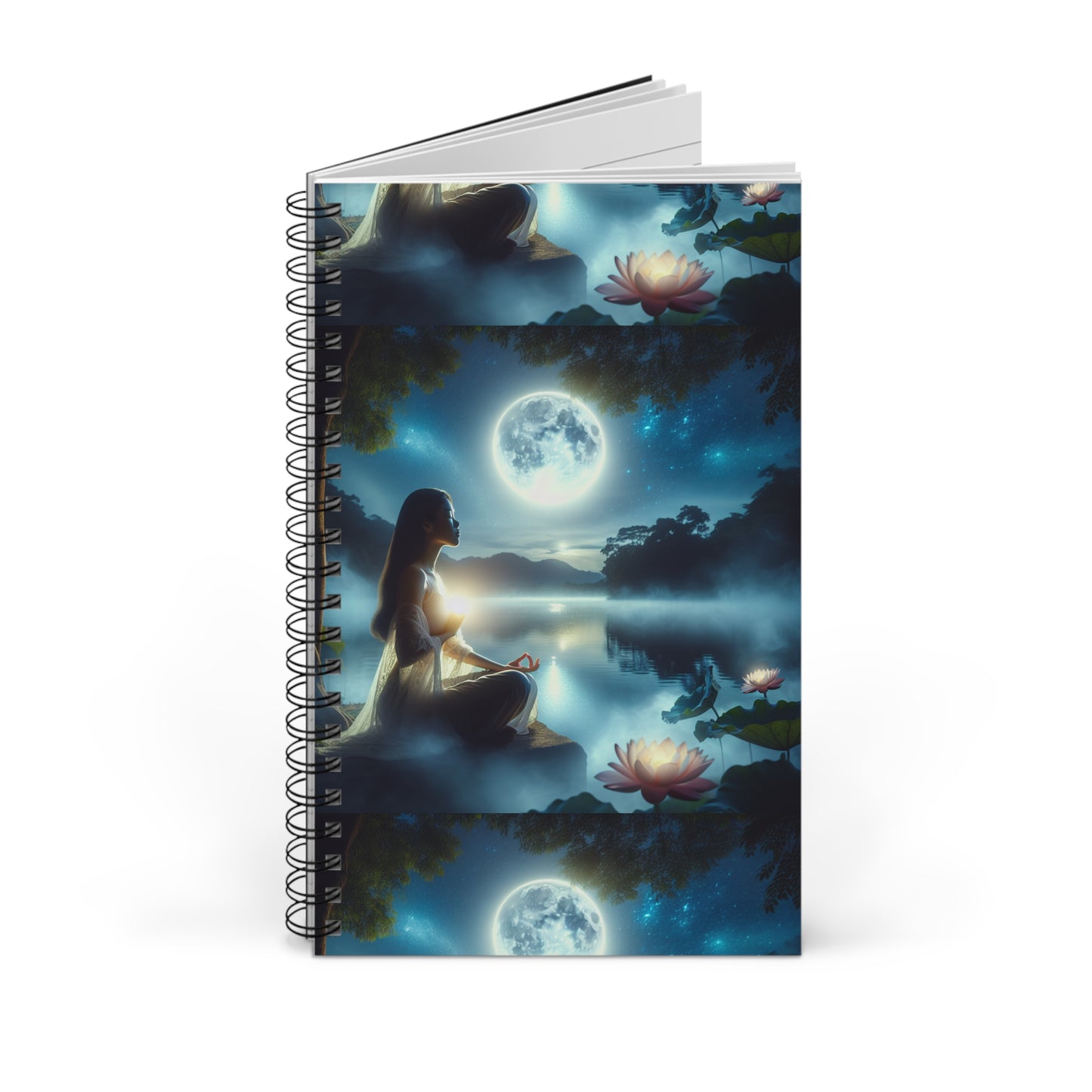 Spiral Journal, Serene Moonlight Notebook, Moon Phase Diary, Celestial Writing Journal, Lunar Sketchbook, Night Sky Planner, Moonlit Bullet