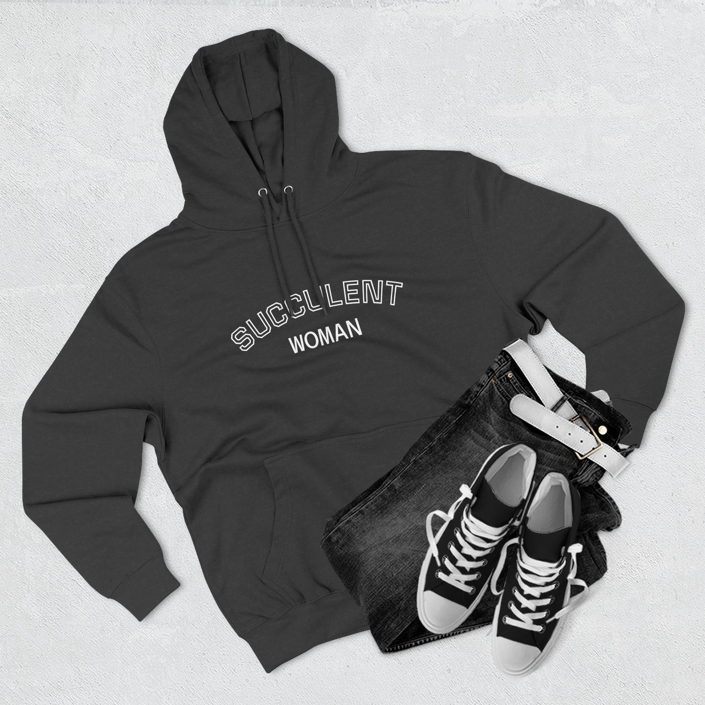 Fleece Hoodie: Succulent University Design, Botanical Plant Lover Gift, Cactus Lover Sweatshirt