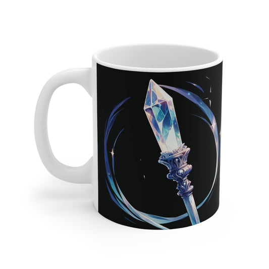 Crystal Wand Ceramic Mug - 11oz, Unique Gift for Spiritualists, Manifestation Enthusiasts, Inspirational Coffee Cup
