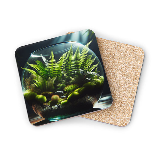 Fern Terrarium Coasters, Botanical Plant Drink Mats, Nature Inspired Coaster Set, Greenery Home Decor, Plant Lover Gift