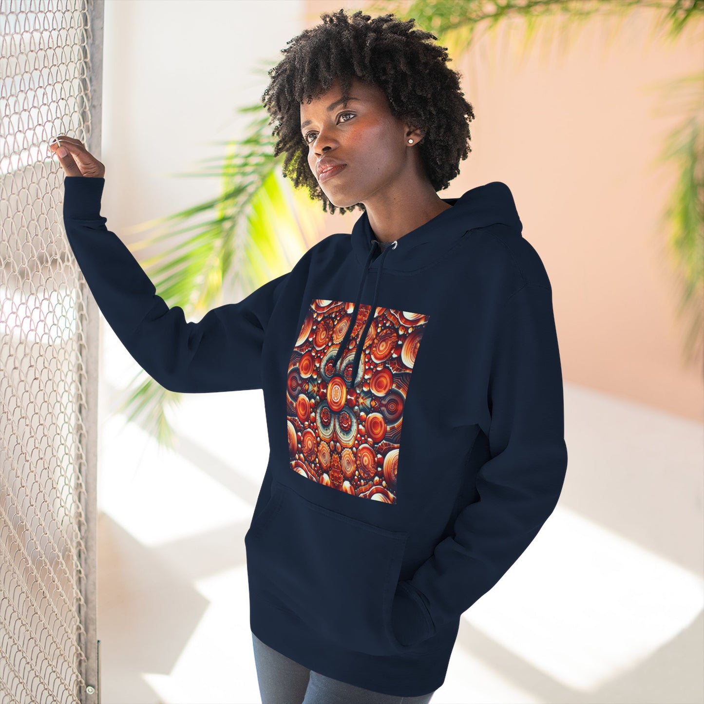 Fleece Hoodie - Carnelian Pattern