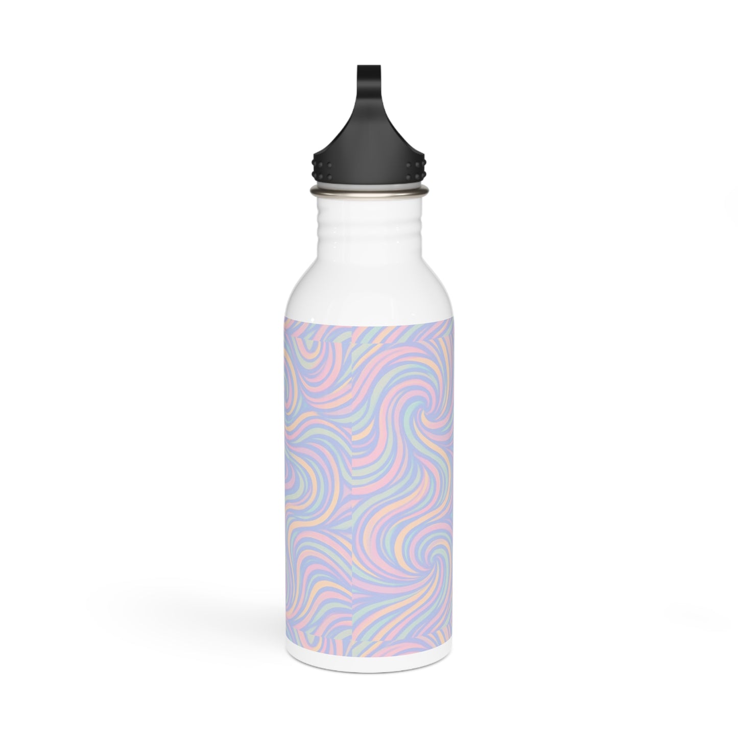 Pastel Swirl Stainless Steel Water Bottle - Reusable Flask, Colorful Travel Tumbler, Insulated Thermos, BPA Free Gym Bottle,