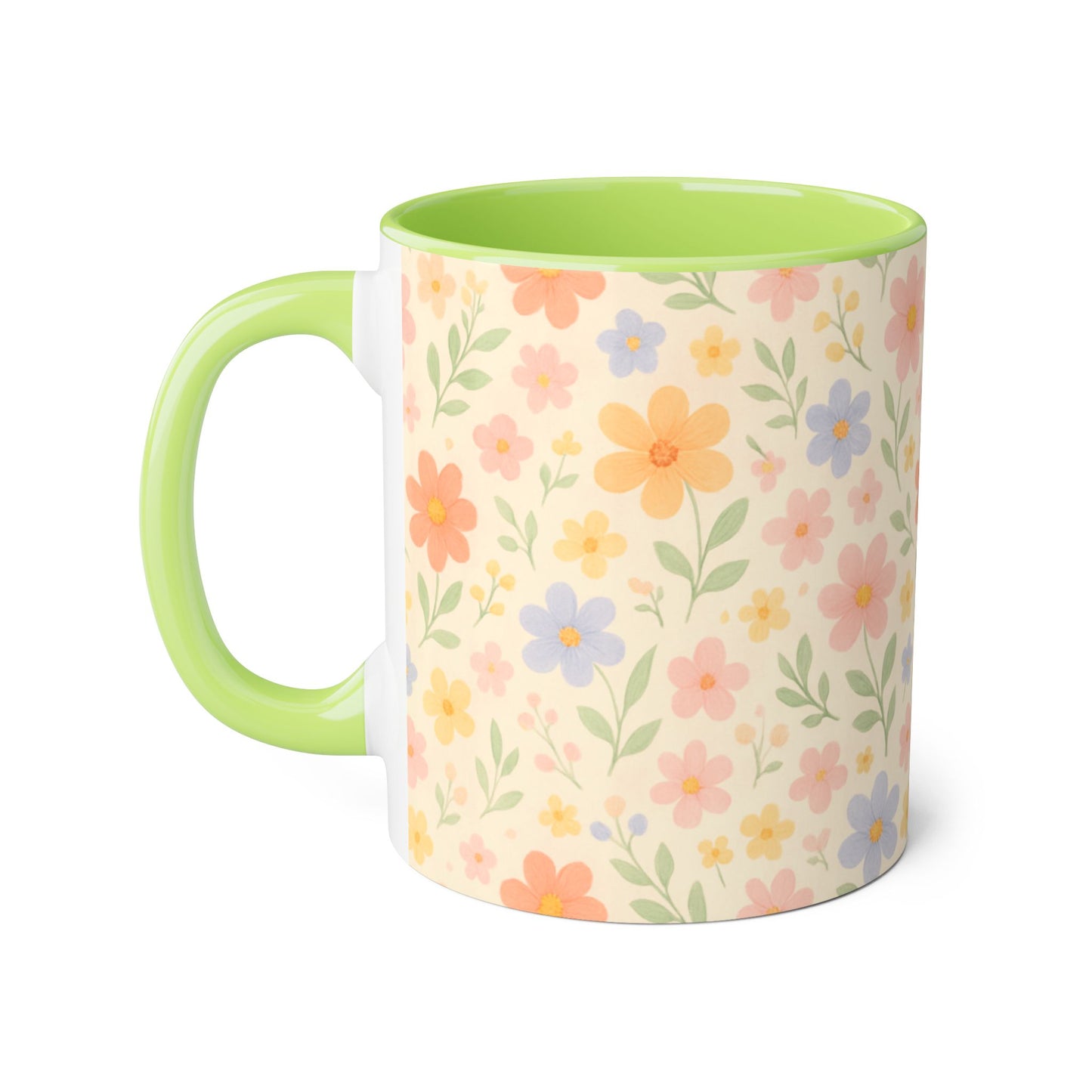 Dainty Floral Accent Mug, Elegant Flower Coffee Cup, Tea Mug, Floral Kitchen Decor, Gift for Her, Botanical Mug