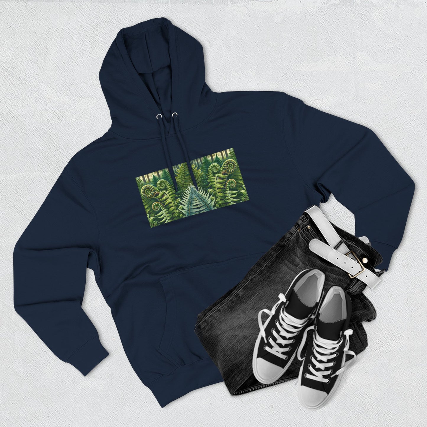 Nature-Inspired Three-Panel Fleece Hoodie for Outdoor Enthusiasts