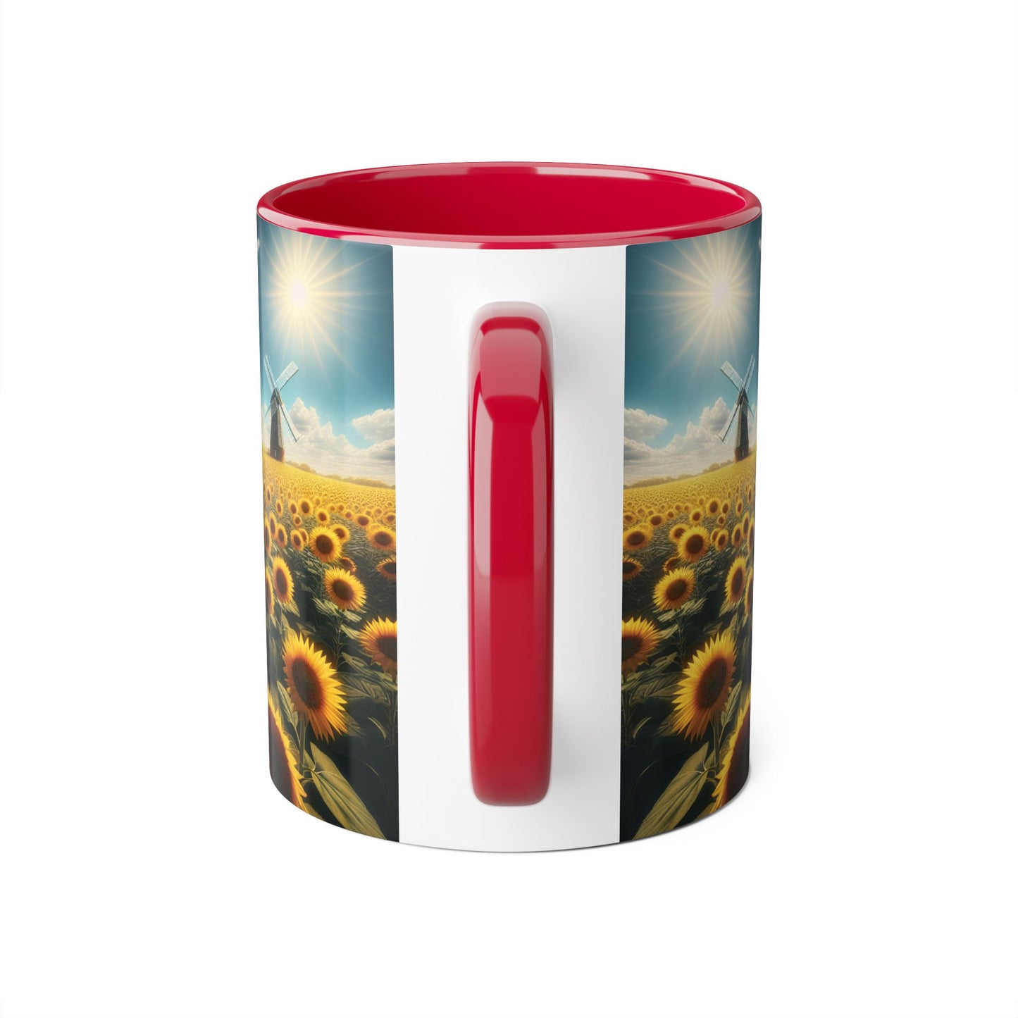 Sunflower Field Accent Mug - 11oz Windmill Design for Nature Lovers