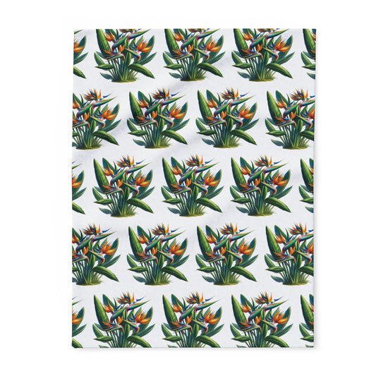 Fleece Blanket - Bird of Paradise Plant Decor, Cozy Throw, Botanical Home Decor, Tropical Blanket, Floral Bedding