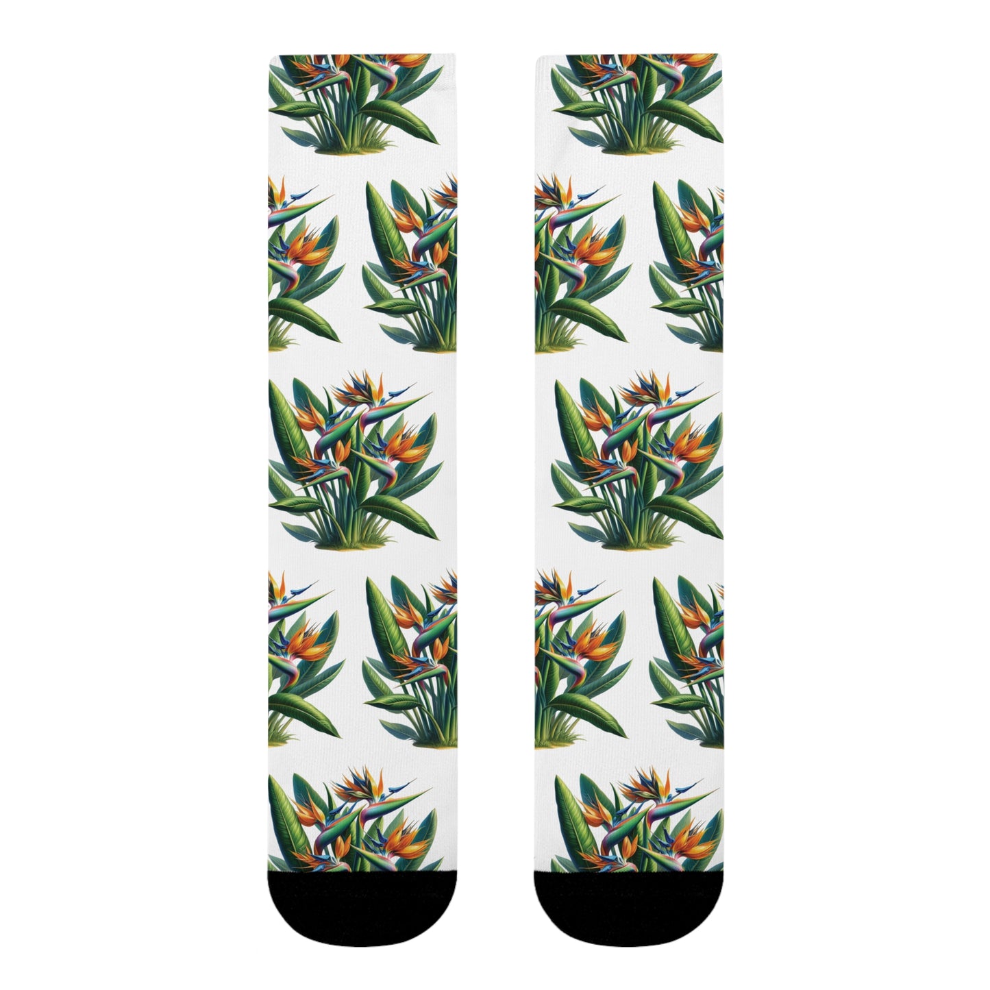 Tropical Bird of Paradise Plant Design Crew Socks, Floral Socks, Nature Lover Gift, Botanical Print Accessory, Unique Garden Gift,